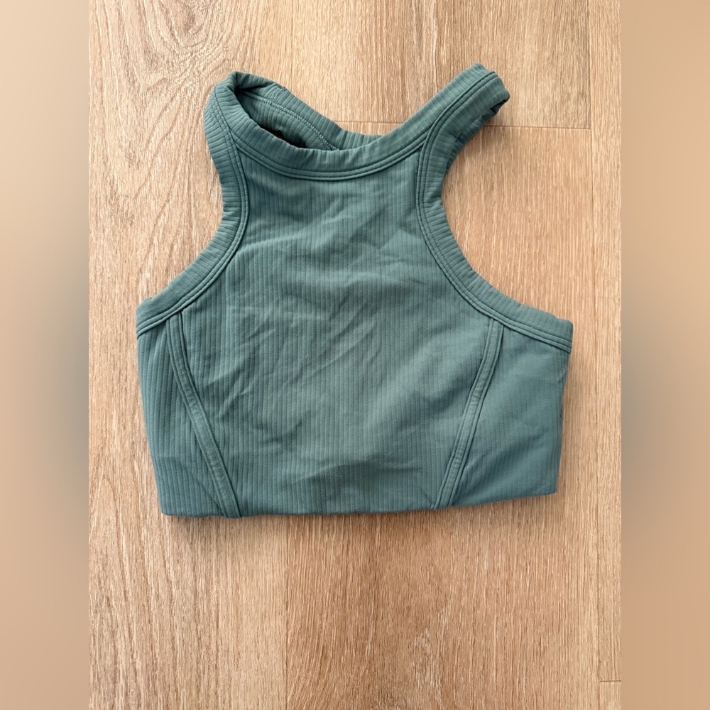 Lululemon Ribbed‎ Nulu High-Neck Yoga Bra Tidewater Teal 4 Excellent Condition - Picture 2 of 4